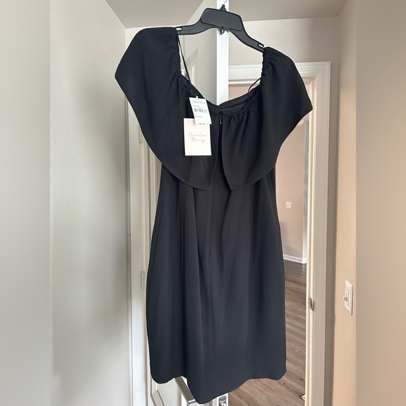 black off the shoulder mini dress with tiny silver sparkles. size M. - Picture 2 of 6